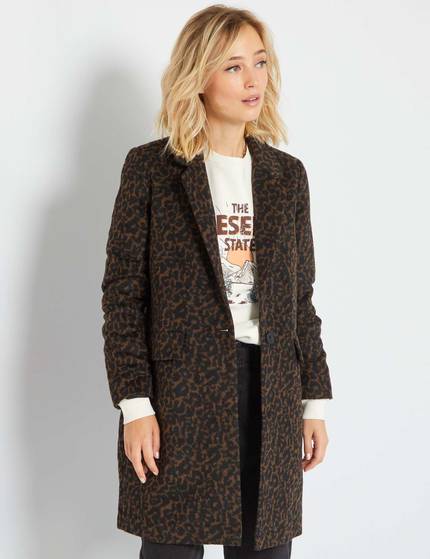 Buy Woolen leopard print coat Online in Dubai & the UAE|Kiabi