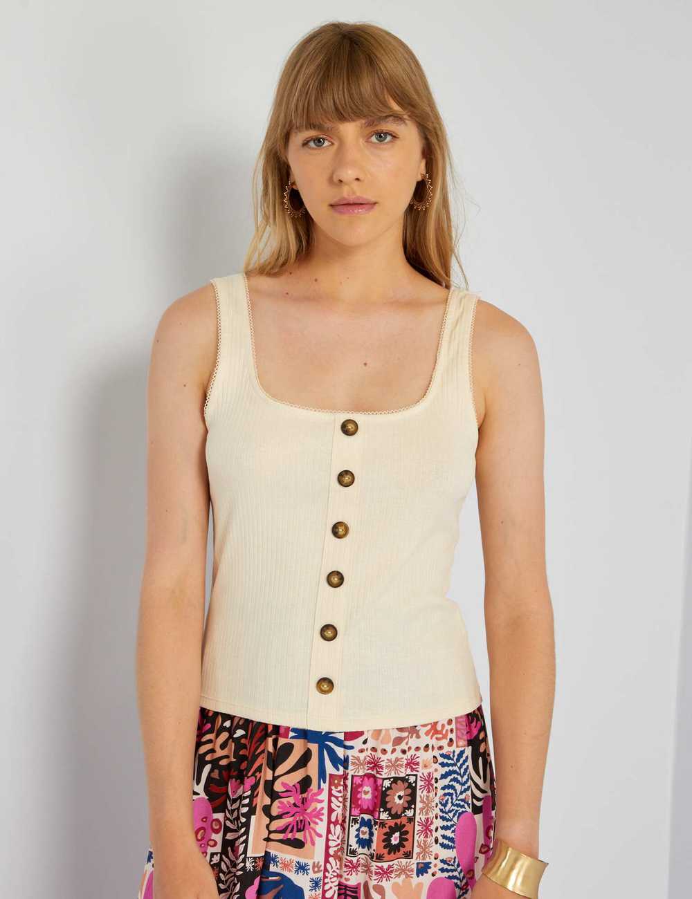 Ribbed Button Vest