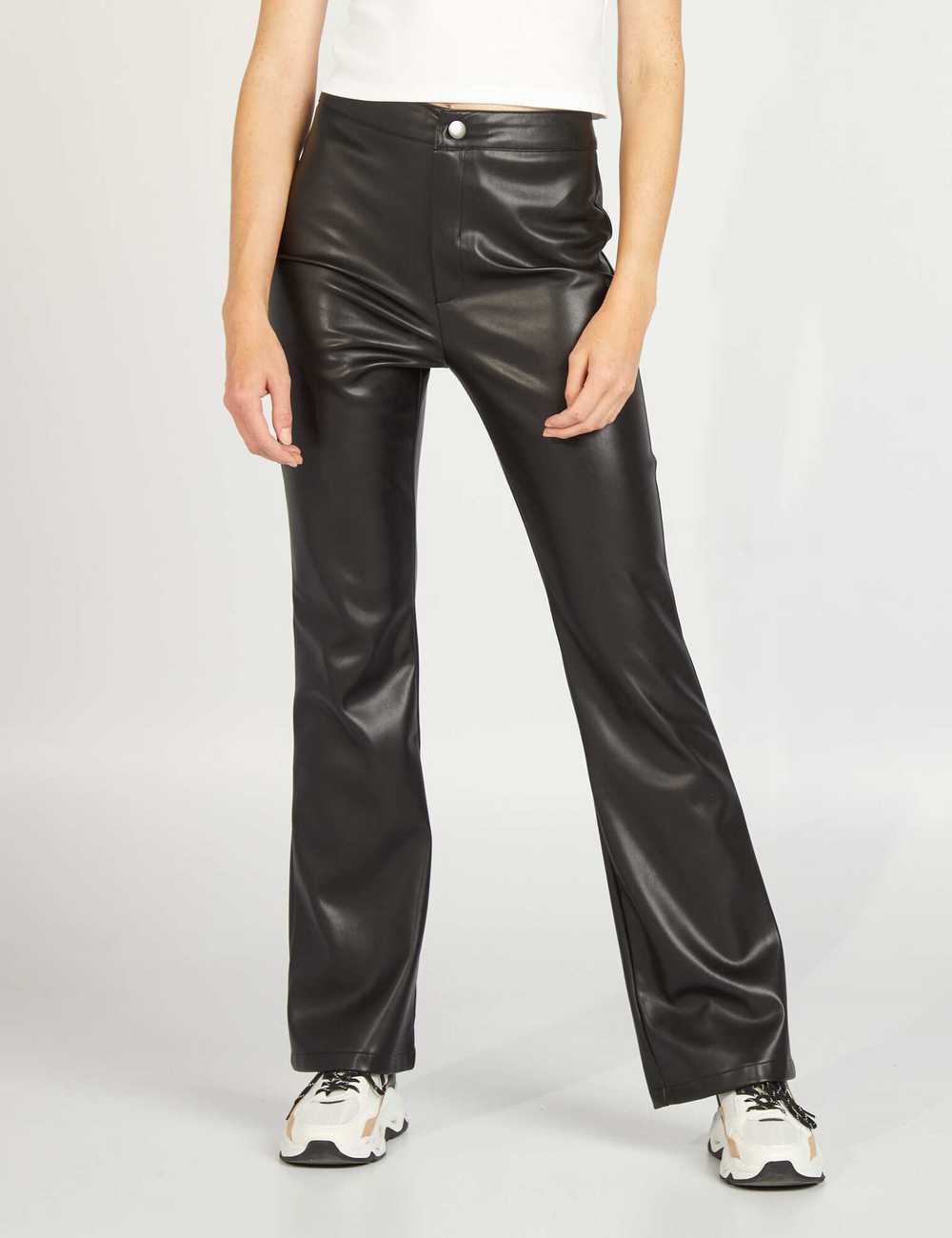 Flared faux leather trousers