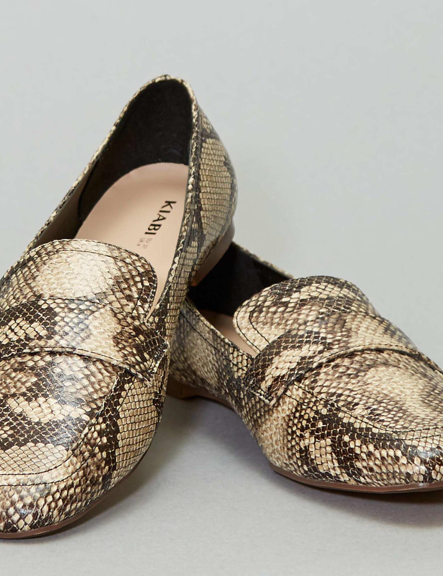 snakeskin print loafers