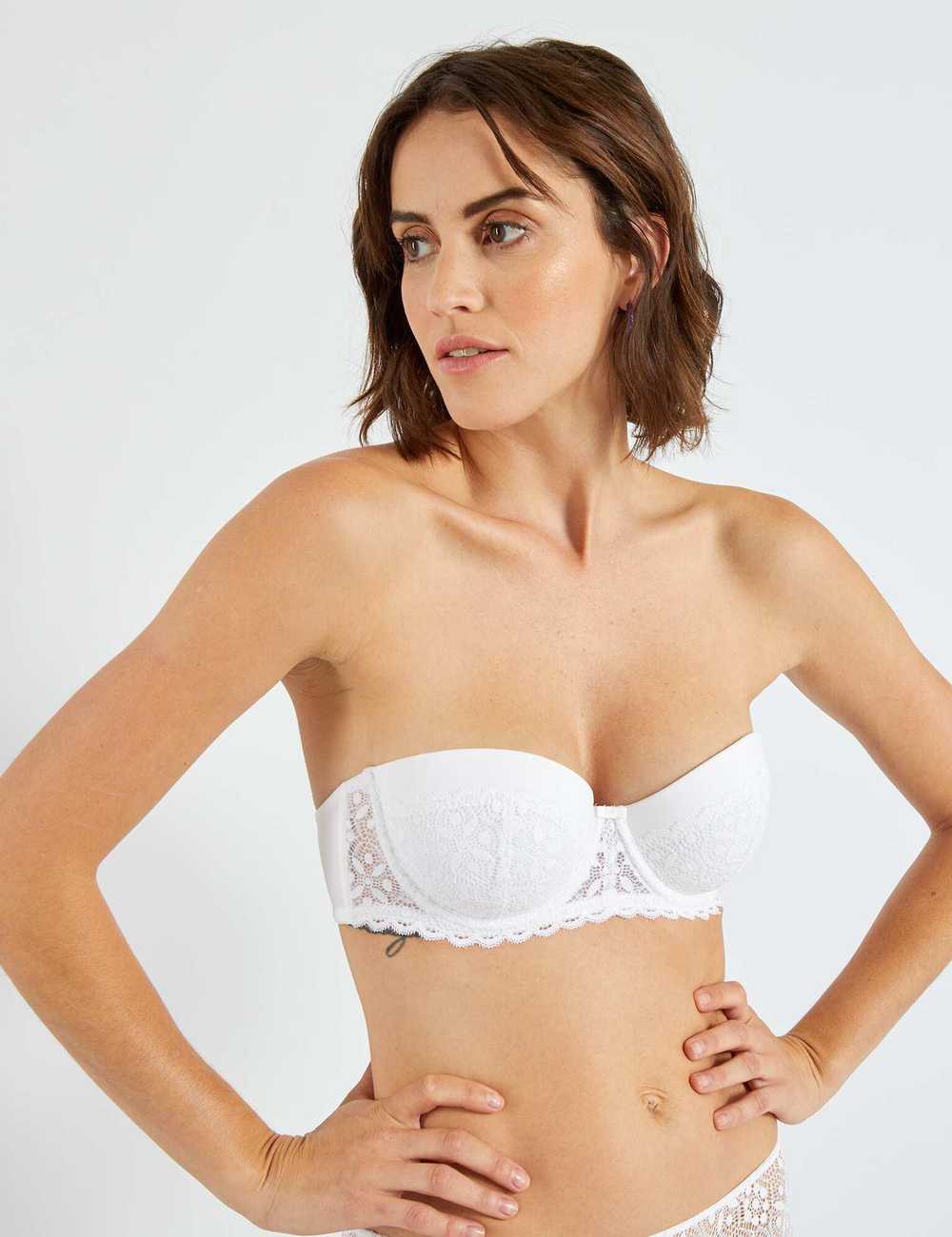 ASOS DESIGN Sienna lace padded multiway bandeau bra in white