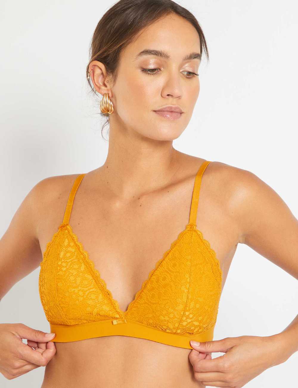 We Are We Wear lace triangle bralette in yellow - ShopStyle Bras
