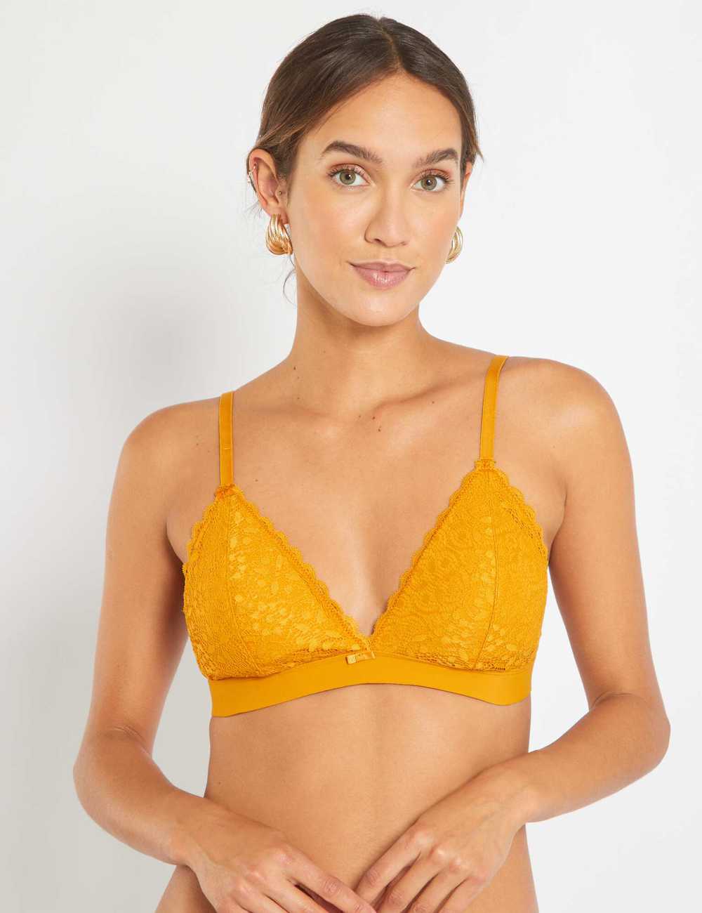 triangle bra with floral lace - yellow - Undiz