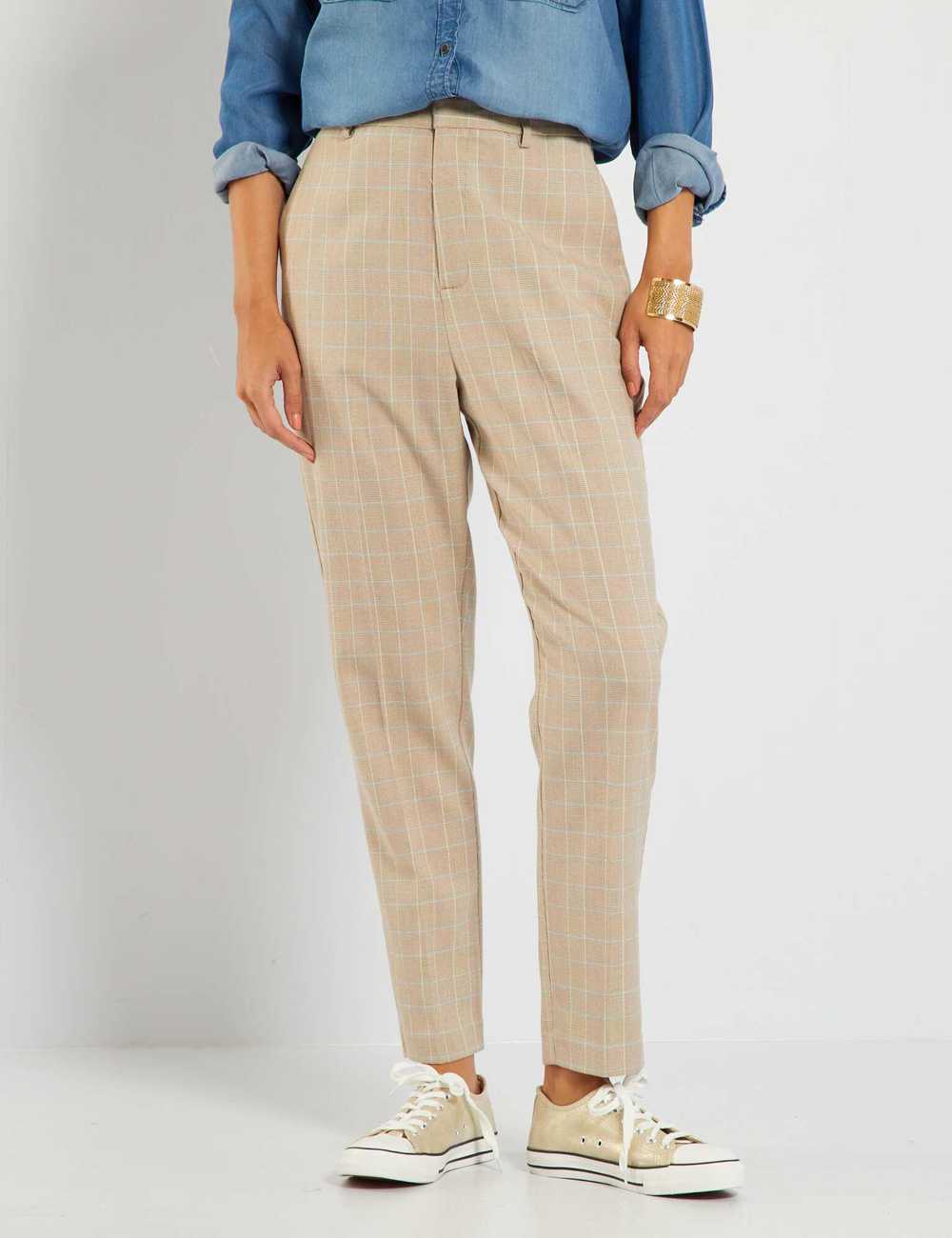 Checked Belted Cigarette Trousers | boohoo NZ